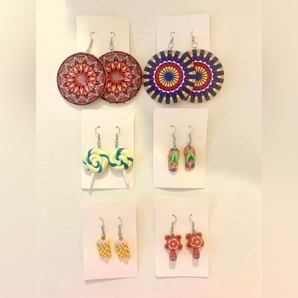 SUPER CUTE! HANDMADE EARRINGS 6 PIECE JEWELRY LOT! - Picture 1 of 1